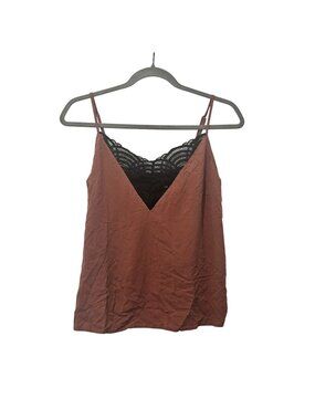 ThirdLove Bugundy Silk Black Lace V- Neck Cami Top Womens Size Small